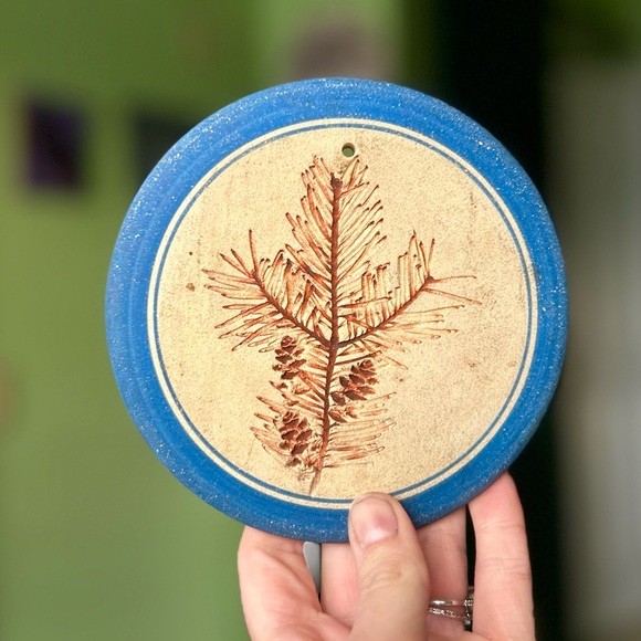 VTG Cottagecore Farmhouse Nature Wood Carved Leaf Circle Wall Decor Art - Picture 5 of 5